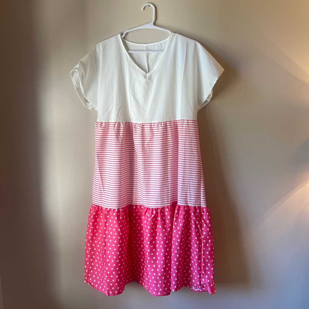 WALMART Pink and White Striped women’s Dress